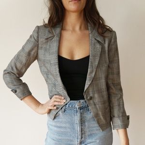 Cropped Plaid Blazer